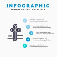 Amerikaans kruis kerk solide icoon infographics 5 stappen presentatie achtergrond vector