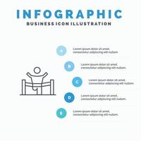 winnaar bedrijf af hebben leider leiderschap Mens ras lijn icoon met 5 stappen presentatie infographics achtergrond vector