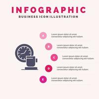 koffie breken kop tijd evenement solide icoon infographics 5 stappen presentatie achtergrond vector