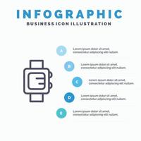 hand- kijk maar klok school- lijn icoon met 5 stappen presentatie infographics achtergrond vector