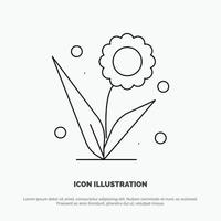 flora bloemen bloem natuur voorjaar lijn icoon vector