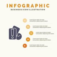 kaart hand- Holding scheidsrechter solide icoon infographics 5 stappen presentatie achtergrond vector