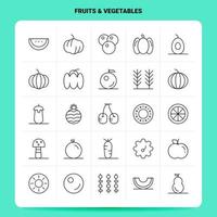 schets 25 fruit groenten icoon reeks vector lijn stijl ontwerp zwart pictogrammen reeks lineair pictogram pak web en mobiel bedrijf ideeën ontwerp vector illustratie