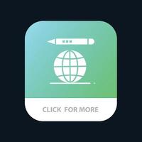 wereld onderwijs wereldbol potlood mobiel app icoon ontwerp vector