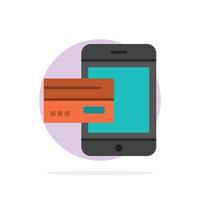 betaling bank bank kaart credit mobiel geld smartphone abstract cirkel achtergrond vlak kleur icoon vector