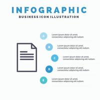 het dossier tekst gegevens verslag doen van lijn icoon met 5 stappen presentatie infographics achtergrond vector