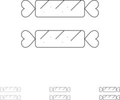 zoet snoep Pasen vakantie stoutmoedig en dun zwart lijn icoon reeks vector