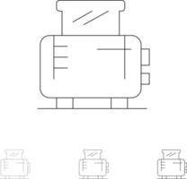 elektrisch huis machine tosti apparaat stoutmoedig en dun zwart lijn icoon reeks vector