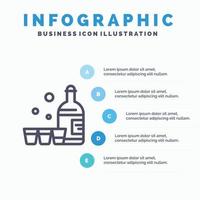 drinken fles glas Ierland lijn icoon met 5 stappen presentatie infographics achtergrond vector