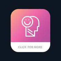 geluk gelukkig menselijk leven optimisme mobiel app knop android en iOS lijn versie vector