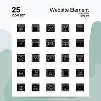 25 website element icoon reeks 100 bewerkbare eps 10 bestanden bedrijf logo concept ideeën solide glyph icoon ontwerp vector