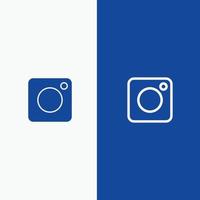 camera instagram foto sociaal lijn en glyph solide icoon blauw banier lijn en glyph solide icoon blauw banier vector