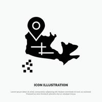 Canada kaart plaats solide glyph icoon vector
