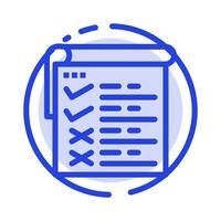 checklist testen verslag doen van qa blauw stippel lijn lijn icoon vector