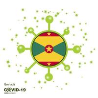 Grenada coronavius vlag bewustzijn achtergrond blijven huis blijven gezond nemen zorg van uw eigen Gezondheid bidden voor land vector