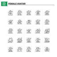 25 vrouw avatar icoon reeks vector achtergrond