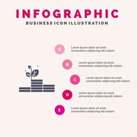 toenemen groei geld succes solide icoon infographics 5 stappen presentatie achtergrond vector