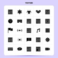 solide 25 youtube icoon reeks vector glyph stijl ontwerp zwart pictogrammen reeks web en mobiel bedrijf ideeën ontwerp vector illustratie