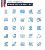 blauw pak van 25 Verenigde Staten van Amerika onafhankelijkheid dag symbolen van snel voedsel wit dag Verenigde Staten van Amerika huis bewerkbare Verenigde Staten van Amerika dag vector ontwerp elementen