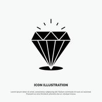 diamant schijnen duur steen solide glyph icoon vector