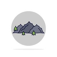 berg landschap heuvel natuur boom vlak kleur icoon vector
