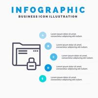 gegevens map wachtwoord bescherming beveiligen lijn icoon met 5 stappen presentatie infographics achtergrond vector