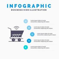 trolley kar Wifi boodschappen doen solide icoon infographics 5 stappen presentatie achtergrond vector