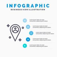 plaats kaart Mens lijn icoon met 5 stappen presentatie infographics achtergrond vector