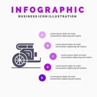 wagen paarden oud prins Griekenland solide icoon infographics 5 stappen presentatie achtergrond vector