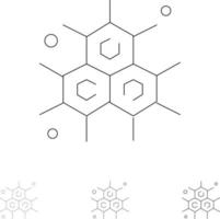 chemicus moleculair wetenschap stoutmoedig en dun zwart lijn icoon reeks vector