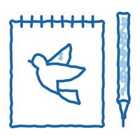 notitieboekje pen vogel tekening icoon hand- getrokken illustratie vector