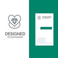 diamant liefde hart bruiloft grijs logo ontwerp en bedrijf kaart sjabloon vector