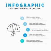 fondsen financiën financieel geld bescherming veiligheid veiligheid ondersteuning lijn icoon met 5 stappen presentatie infographics achtergrond vector