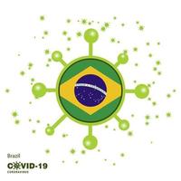 Brazilië coronavius vlag bewustzijn achtergrond blijven huis blijven gezond nemen zorg van uw eigen Gezondheid bidden voor land vector