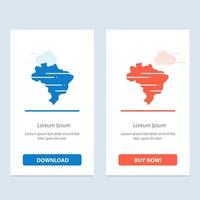 Brazilië kaart land blauw en rood downloaden en kopen nu web widget kaart sjabloon vector