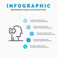 psychiatrie psychologie oplossing oplossingen lijn icoon met 5 stappen presentatie infographics achtergrond vector