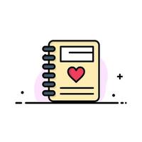 notitieboekje liefde hart bruiloft bedrijf vlak lijn gevulde icoon vector banier sjabloon