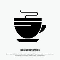 thee koffie kop schoonmaak solide glyph icoon vector