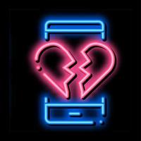 gebroken hart neon gloed icoon illustratie vector