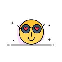 smiley emoji's liefde schattig gebruiker bedrijf vlak lijn gevulde icoon vector banier sjabloon