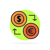 uitwisseling munten valuta dollar euro financiën financieel geld abstract cirkel achtergrond vlak kleur icoon vector
