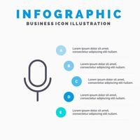 mic microfoon eenvoudig ui lijn icoon met 5 stappen presentatie infographics achtergrond vector