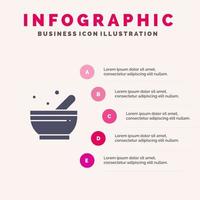 kom soep wetenschap solide icoon infographics 5 stappen presentatie achtergrond vector