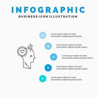 gebruiker Leuk vinden personeel kantoor idee lijn icoon met 5 stappen presentatie infographics achtergrond vector