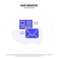 onze Diensten mailing gesprek e-mails lijst mail solide glyph icoon web kaart sjabloon vector