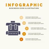 zak onderwijs school- solide icoon infographics 5 stappen presentatie achtergrond vector