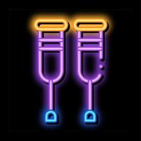 orthopedische krukken wandelen uitrusting neon gloed icoon illustratie vector