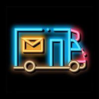 mail vrachtauto post- vervoer bedrijf neon gloed icoon illustratie vector