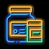 geneeskunde gezondheidszorg flessen supplementen neon gloed icoon illustratie vector