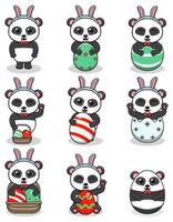 panda gelukkig Pasen. schattig panda Aan de Pasen thema in tekenfilm. vector illustratie. geïsoleerd Aan wit achtergrond. Pasen vakantie vector set.